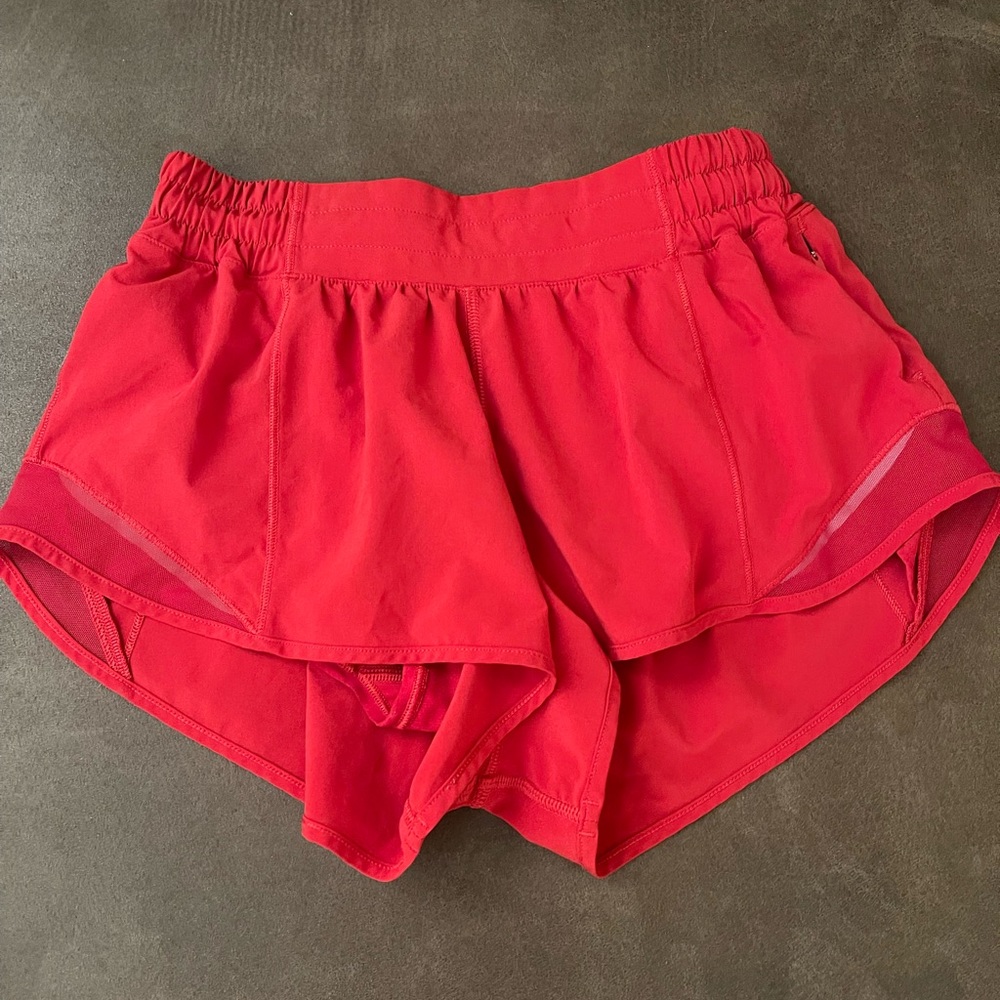 Red Lululemon hotty hot shorts
